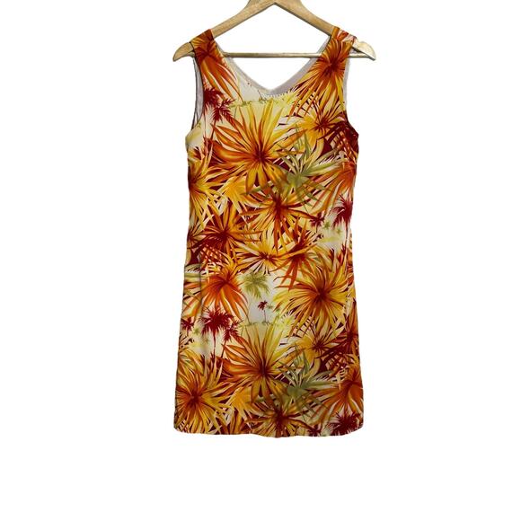 Tommy Bahama Silk Floral Shift Dress Size SMALL Yellow Orange Sleeveless - Picture 1 of 8
